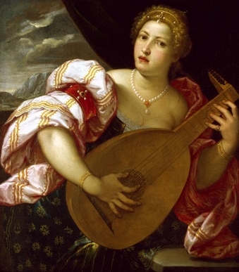 Young Woman Playing a Lute